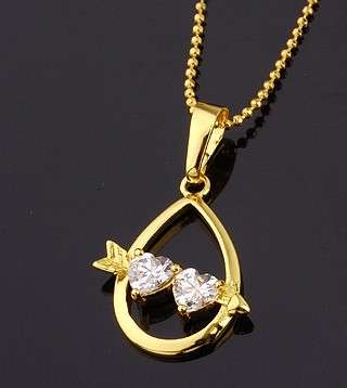 18K GOLD EP HEART & ARROW PENDANT & CHAIN