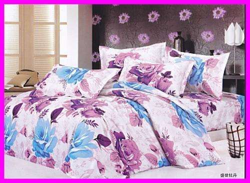 *R1* - COTTON PIECE DUVET SET - QUEEN SIZE - PINK & BLUE FLOWERS
