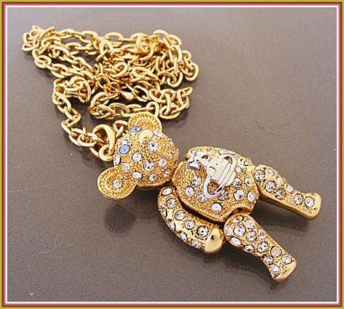 JUICY DIAMANTE TEDDY BEAR PENDANT & CHAIN - SUPER CUTE