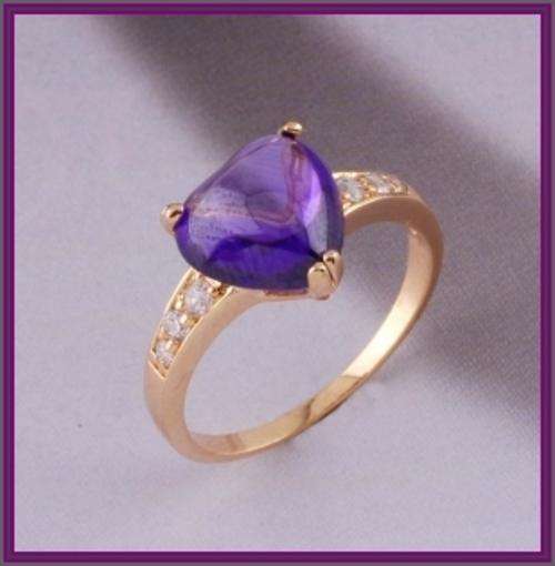 SIZE: 8 - 18K GOLD EP PURPLE HEART RING
