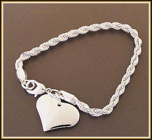 SILVER HEART THICK CHAIN BRACELET
