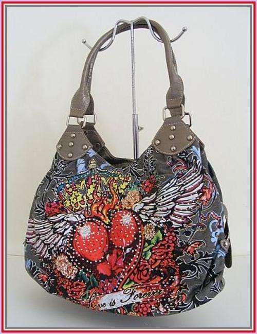 NEW TATTOO DESIGN GREY DENIM HANDBAG