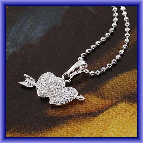 PLATINUM CLAD HEART CZ PENDANT & CHAIN