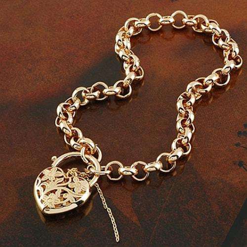 18K ROSE GOLD EP HEART CHARM BRACELET