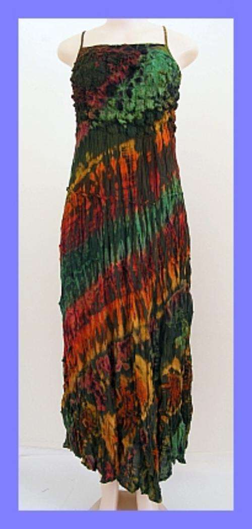 STUNNING TIE DYE CRINKLE LONG SUNDRESS - ONE SIZE FITS ALL
