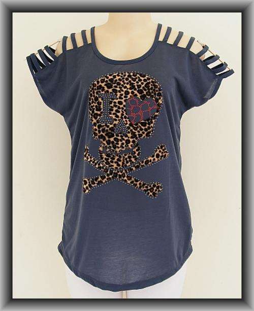 GREY SKULL DETAILED T-SHIRT