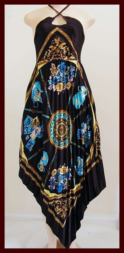 GORGEOUS SILK SCARF SUNDRESS - BROWN - ONE SIZE FITS ALL