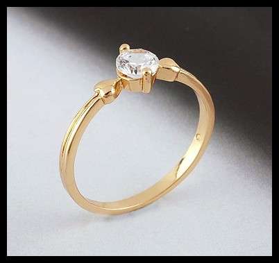 18K GOLD EP SOLITARE CZ RING - SIZE 7.5