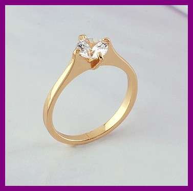18K GOLD EP SOLITARE CZ ENGAGEMENT RING - SIZE 6