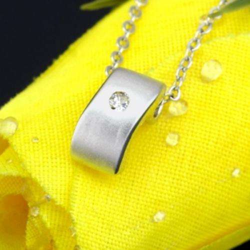 *R1* - BRUSHED SILVER - CZ PENDANT AND CHAIN
