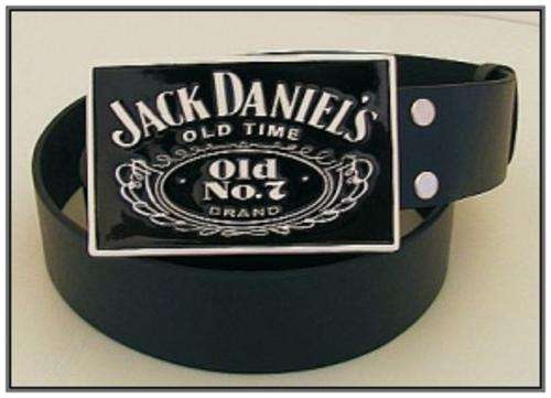 GENUINE LEATHER BLACK BELT WITH JACK DANIELS BUCKLE - 105cm