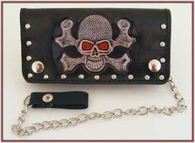 HANDCRAFTED GENUINE LEATHER STUDDED WALLET WITH KEY CHAIN