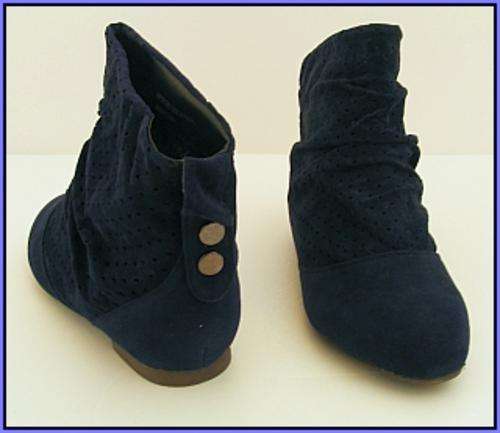 NAVY BLUE SUEDE ANKLE BOOTS - SIZE 5