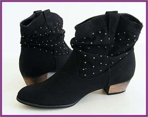 SIZE: 7 - BLACK STUDDED ANKLE BOOTS