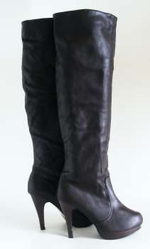 SIZE: 5 - DARK BROWN KNEE-HIGH PLATFORM BOOTS