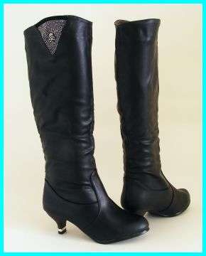 SIZE: 3  - BLACK BOOTS WITH BLING AND SKULL
