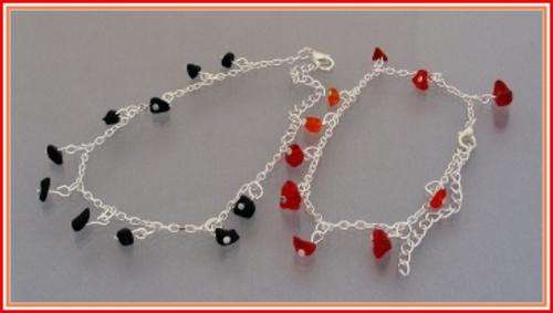 SET OF 2 - SILVER GEMSTONE CHIP BRACELETS