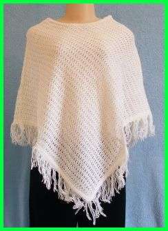 WHITE PONCHO - FREE SIZE : S/M