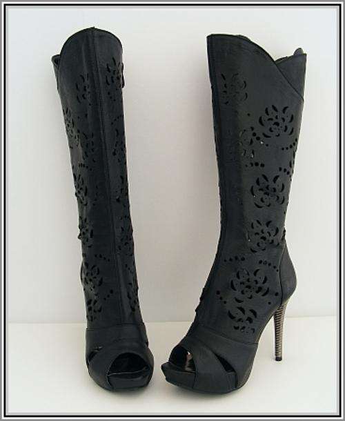SIZE: 6 - BLACK LACE CUT BOOTS FROM PLUM