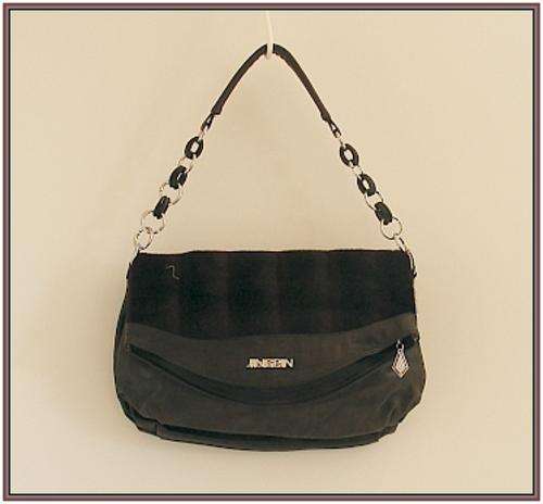 **R1** - BROWN FOLD-OVER HANDBAG WITH FUR DETAIL - LONG & SHORT HANDLE