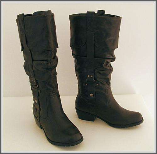 SIZE: 5 - BLACK BIKER STYLE BOOTS