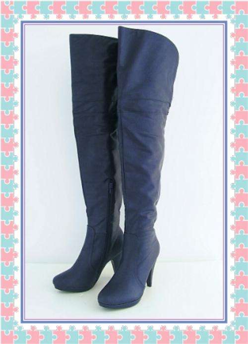 SIZE: 6 - BLUE THIGH HIGH BOOTS