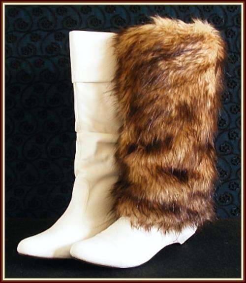 *R1* - PAIR OF FUNKY BROWN FAUX FUR BOOT COVERS / LEGWARMERS
