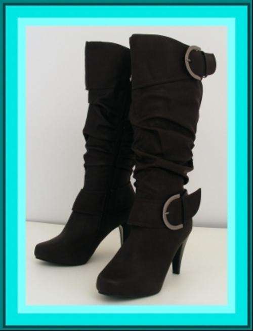 SIZE: 5 - DARK BROWN BUCKLE BOOTS FROM SOTTO