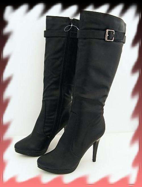 SIZE: 6 - BLACK KNEE-HIGH STILLETO BOOTS FROM SOTTO