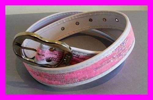 PINK / WHITE VELVET FASHION BELT - 102cm