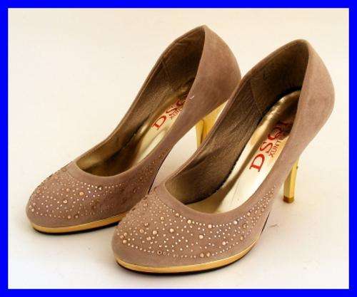 *R1* - SIZE: 5 - ELEGANT BEIGE DIAMANTE STILETTOS