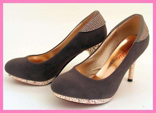 *R1* - SEXY GREY DIAMANTE STILETTOS - SIZES: 5