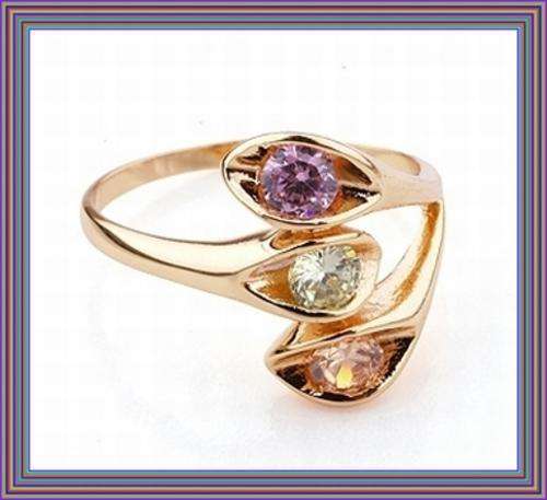 18K GOLD EP CZ RING - SIZE 8