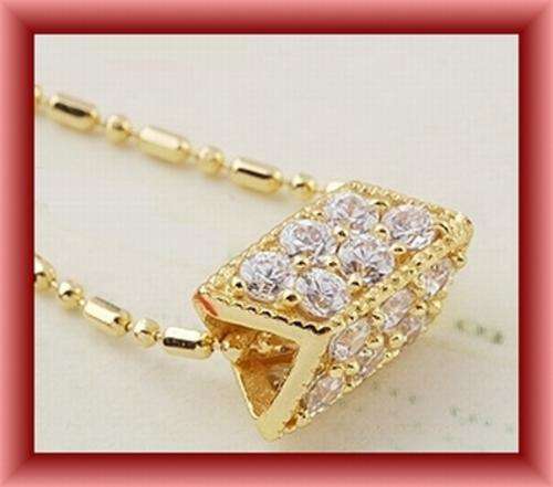 18K GOLD EP CZ PENDANT & CHAIN