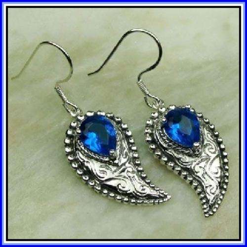 925 STERLING SILVER BLUE TOPAZ EARRINGS