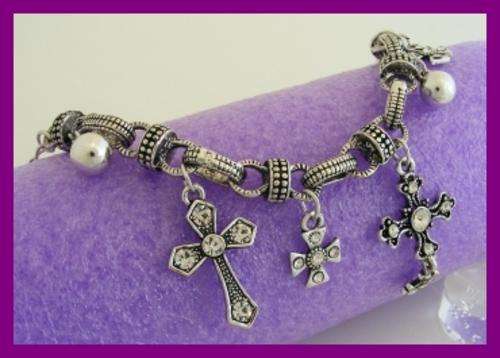 TIBETAN SILVER CROSS CHARM BRACELET