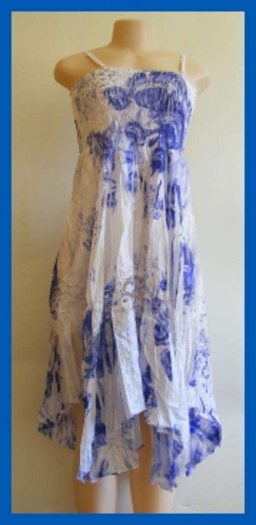GORGEOUS TIE-DYE SUNDRESS - BLUE / WHITE : LARGE