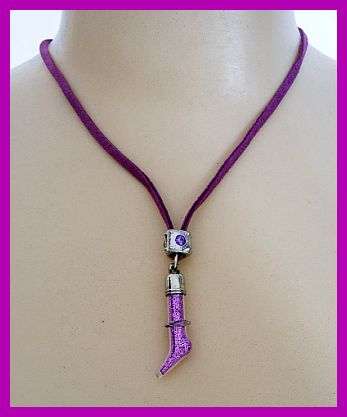 *R1* - PURPLE FAIRY DUST GLASS PENDANT & LEATHER THONG