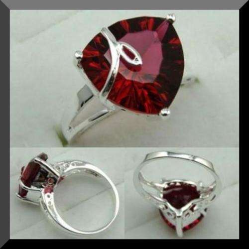 925 STERLING SILVER RED KUNZITE RING - SIZE: 8.2