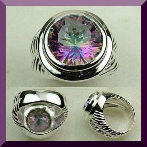 925 STERLING SILVER & MYSTIC TOPAZ RING - SIZE : 8.3