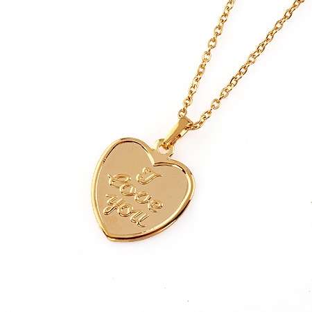 18K GOLD EP "I LOVE YOU" HEART PENDANT & CHAIN