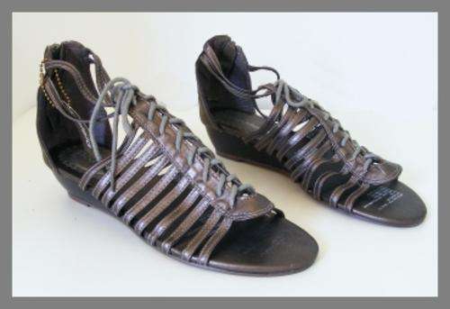 *R99 Stock Clearance* - SIZE: 6 - PEWTER WEDGE HEEL STRAPPY SANDALS