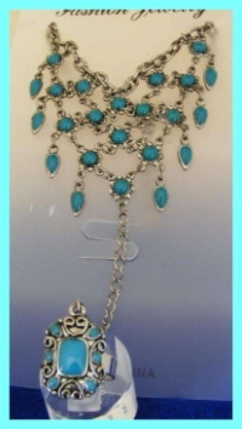 GORGEOUS TURQUOISE SLAVE BRACELET WITH RING