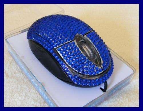 DARK BLUE RHINESTONE USB OPTICAL MOUSE