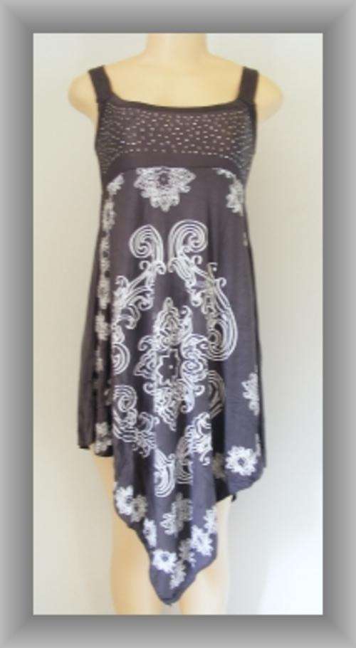 STUNNING GREY CELTIC-DESIGN SUNDRESS : FREE SIZE : S-XL