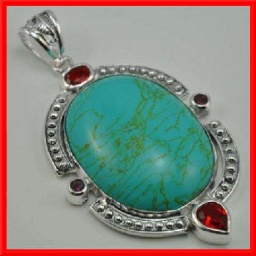 BLUE TURQUOISE 925 SILVER EP PENDANT