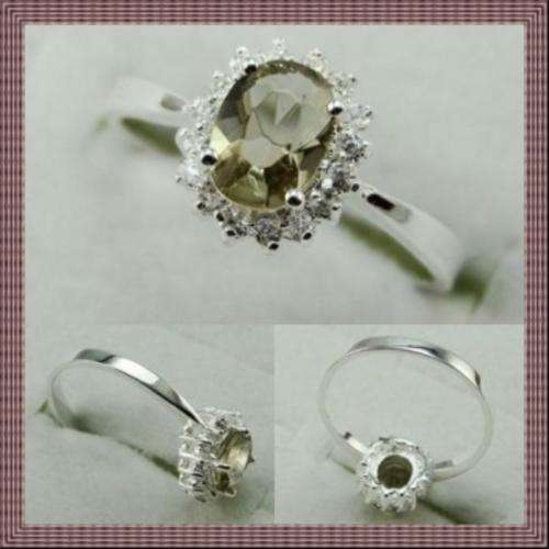 925 STERLING SILVER - SMOKEY QUARTZ RING - SIZE : 7.5