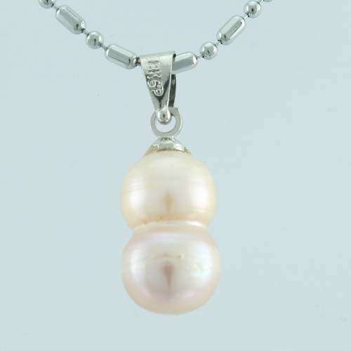 PINK FRESH WATER DOUBLE PEARL PENDANT & CHAIN