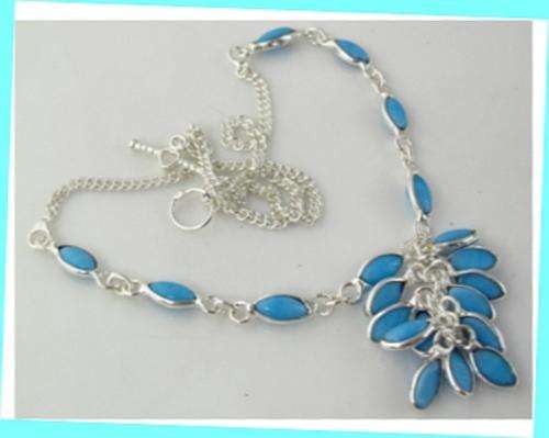 *R1* - AWESOME SKY BLUE CHALCEDONY & 925 SP NECKLACE