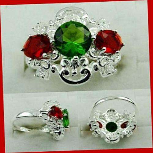 *R1* - FANCY GREEN QUARTZ 925 SP RING - SIZE: 8
